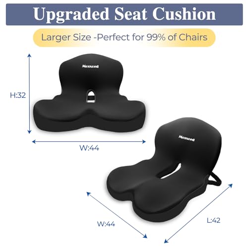 Mosxoed Memory Foam Seat Cushion for Sciatica & Back Pain Relief - Ergonomic Chair Pad with Adjustable Strap & Supportive Comfort Cover, Non-Slip for Car, Truck, Office Chair -Black - Image 4