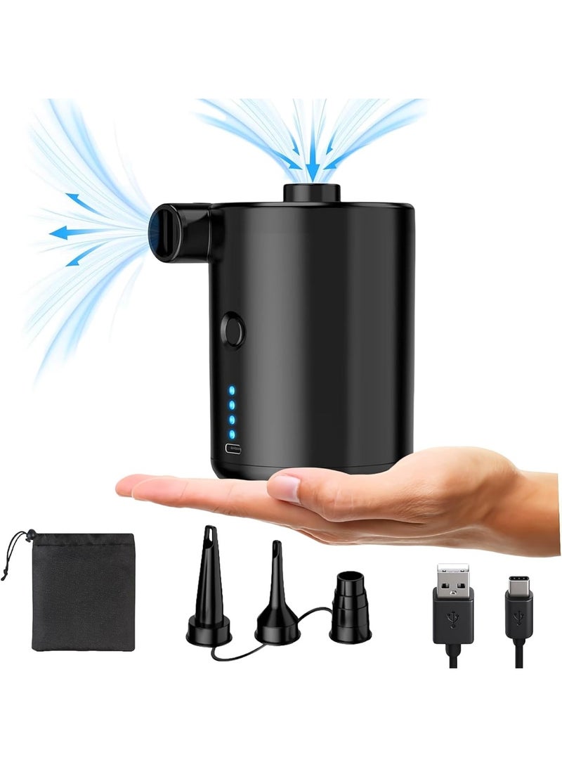 Soofam Electric Air Pump for Inflatables Portable Air Bed Pump Black Portable Air Mattress Pump 4000 mAh Inflatable Mattress Inflator with 3 Nozzles for Mattress Camping Pool Inflatable - Image 1