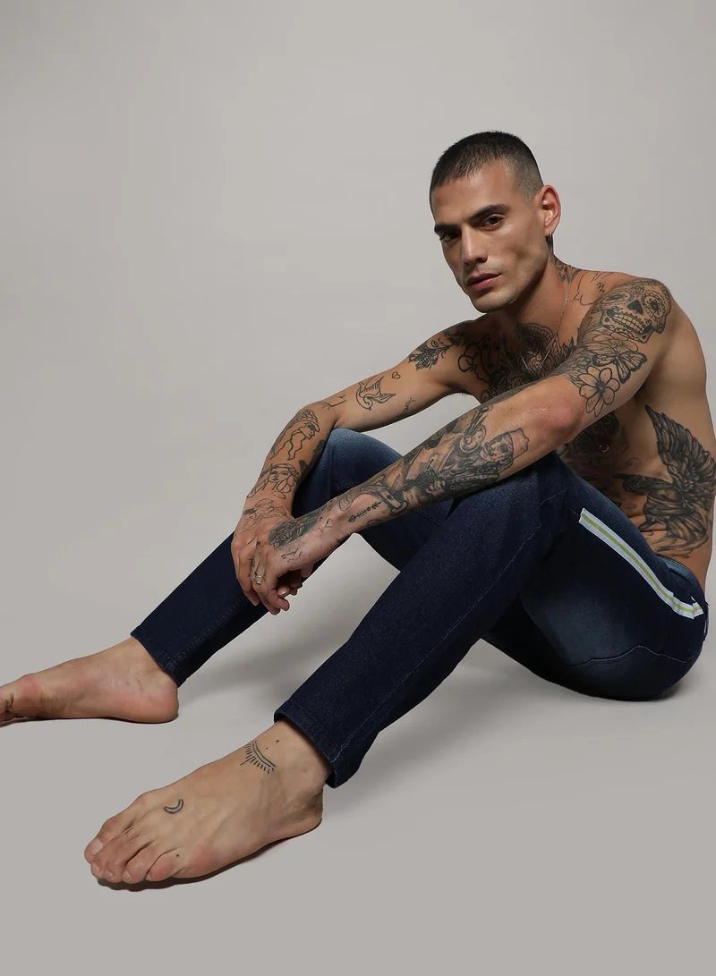 CAHOOT  Men's Side-Striped Skinny Fit Denim Jeans for Men | Best Price UAE