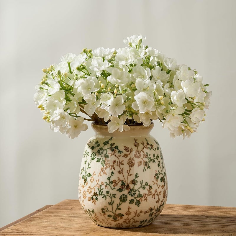 SIDUCAL Market need oriented construction Ceramic Vintage Pastoral Vase, 7.2 Inch Chinoiserie Floral Vase, Retro Ice Cracked Rustic Farmhouse Vases for Home Decor, Living Room, Bookshelf, Office, Tuscan Decor, Green and Beige Global mainstream design picks - Image 1