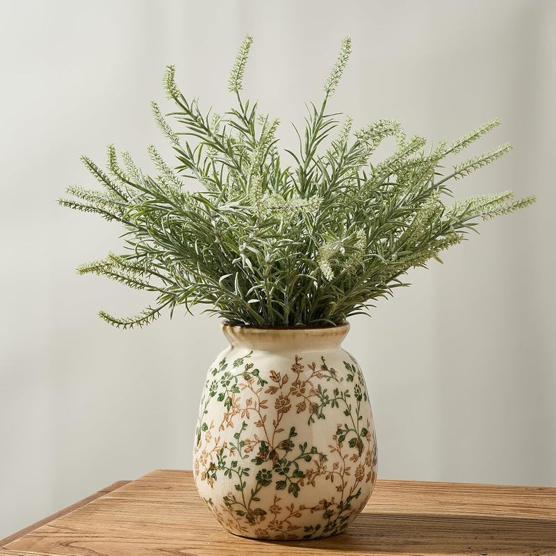 SIDUCAL Market need oriented construction Ceramic Vintage Pastoral Vase, 7.2 Inch Chinoiserie Floral Vase, Retro Ice Cracked Rustic Farmhouse Vases for Home Decor, Living Room, Bookshelf, Office, Tuscan Decor, Green and Beige Global mainstream design picks - Image 4