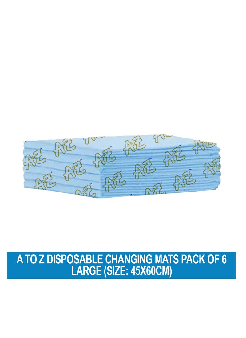 A TO Z A to Z - Disposable Changing Mat size (45cm x 60cm) Large- Premium Quality for Baby Soft Ultra Absorbent Waterproof - Pack of of 6 - Blue  - Image 2