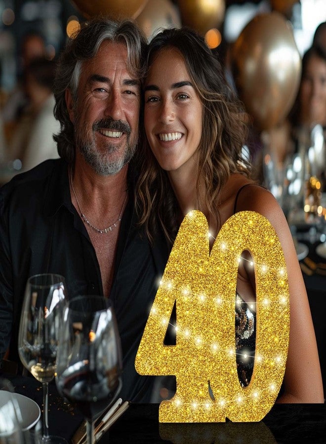 زينة عيد الميلاد الأربعين من إبلوجر للرجال والنساء، زينة الذكرى الأربعين، قطع مركزية لامعة ذهبية اللون مقاس 30 سم لتزيين طاولة عيد الميلاد الأربعين، زينة طاولة على شكل الرقم 40 - Image 5