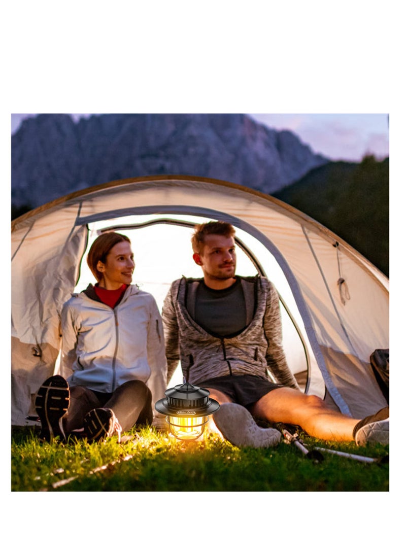 Zikra Camping Lantern Rechargeable, 4 Modes Infinitely Dimmable Light，Hanging Retro Light, Battery Powered IPX4 Waterproof Portable Outdoor Tent Electric Lamp - 2 Pack - Image 2