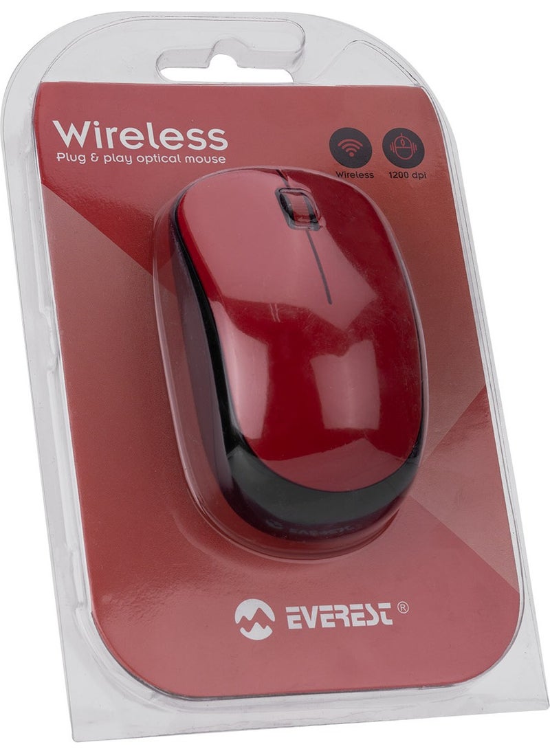 Everest SM-833 Usb Black/Red 1200dpi Optical Wireless Mouse  - Image 4