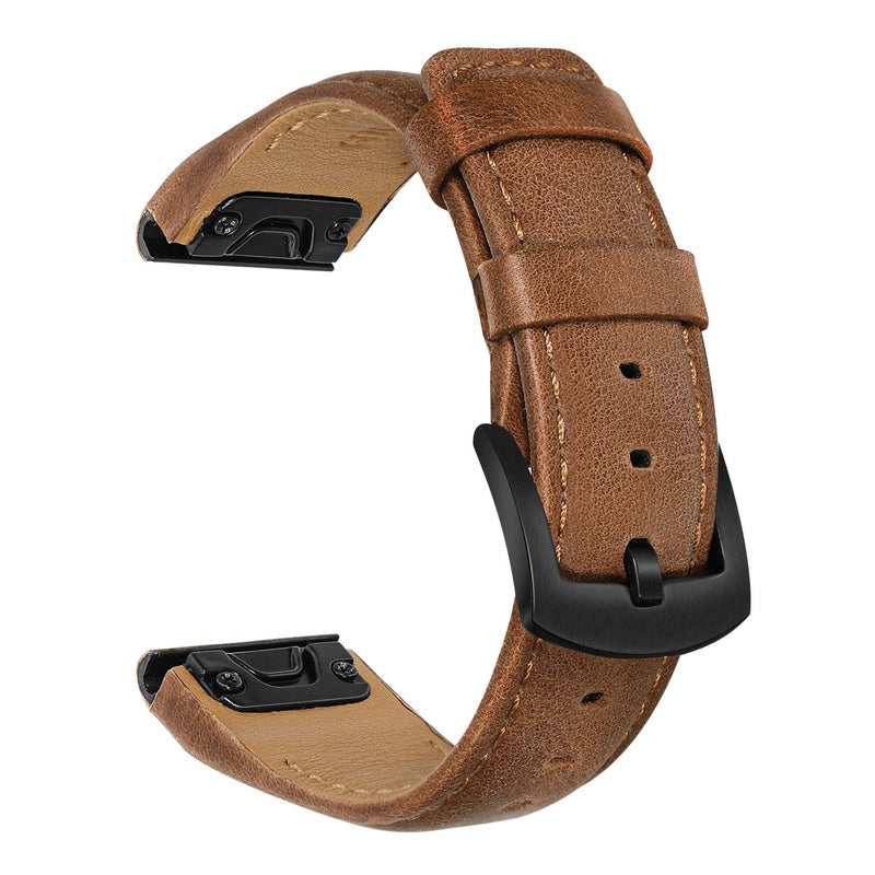 TRUMiRR 26mm Quick Fit Genuine Cowhide Leather Watch Band for Garmin Fenix 8 51mm, 7X, 6X Pro, 5X Plus, Instinct 3 Solar 50mm, Epix Pro, Enduro 3, Descent Mk3i 51mm - Image 1