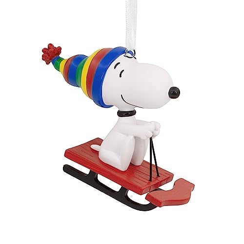 Hallmark Collectable Peanuts Snoopy on Sled Ornaments, Snoopy Decoration, Hanging Ornament, Gifts for Christmas, Peanuts Comics - Image 1