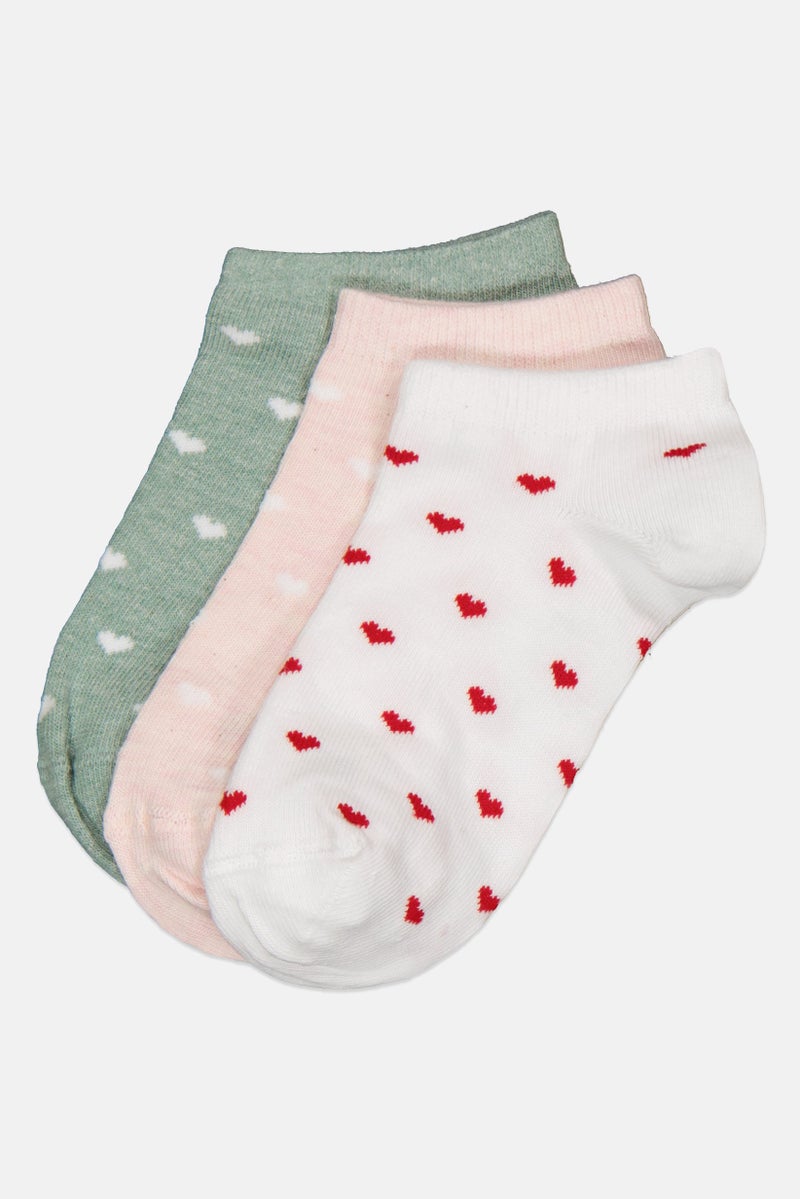 bebe Kids Girl 3 Pairs Printed Ankle Socks, Multicolor - Image 1