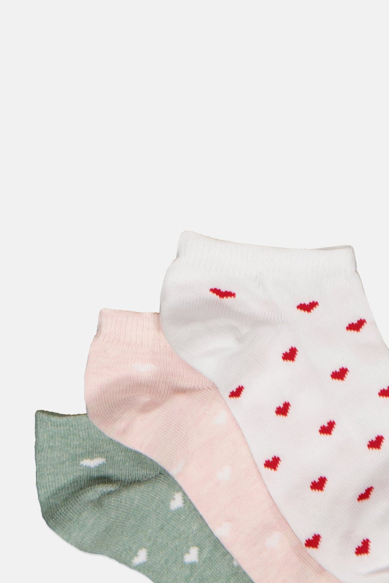 bebe Kids Girl 3 Pairs Printed Ankle Socks, Multicolor - Image 2