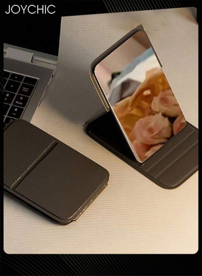 Joychic مرآة مكياج قابلة للطي محمولة بإطار من جلد صناعي تصميم مدمج للسفر بناء متين للنساء - Image 3