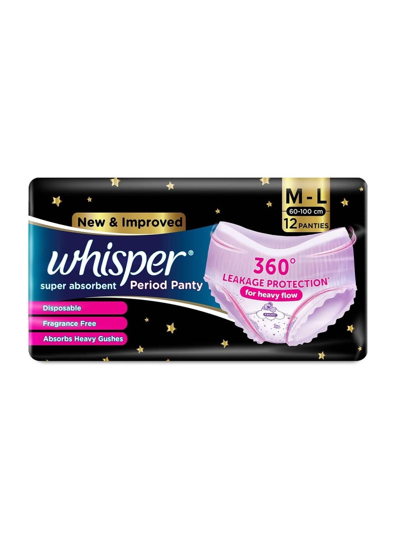 Whisper Super Absorbent M-L Period Panty, 360 Degree Leakage Protection for Heavy Flow  - Image 1