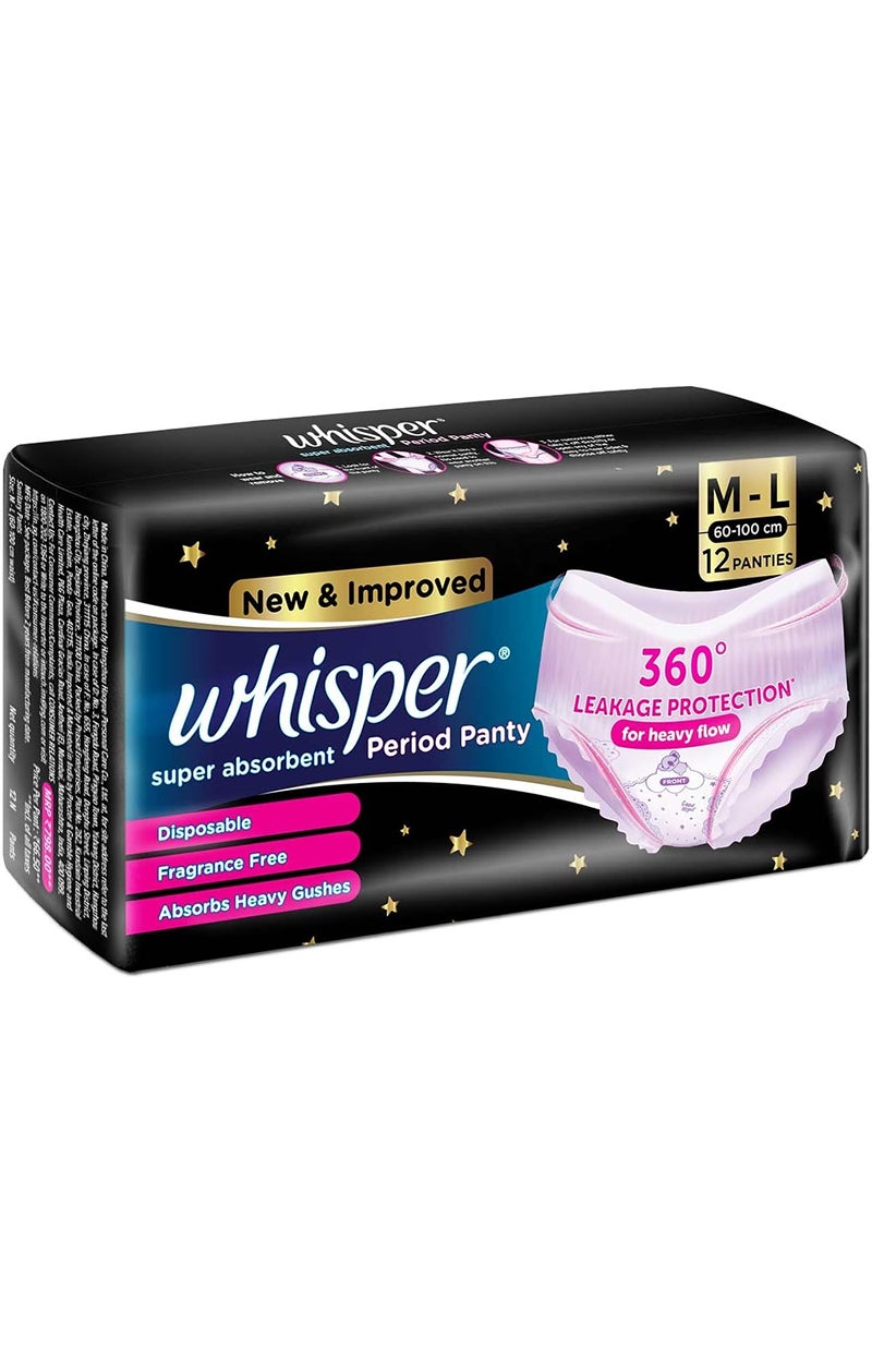 Whisper Super Absorbent M-L Period Panty, 360 Degree Leakage Protection for Heavy Flow 12 Pcs  - Image 5