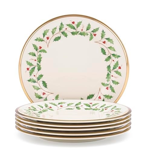 LENOX Lenox 835218 Holiday Salad Plate Set Buy 3 Get 6 Red  Green Christmas Dinnerware Hosting 