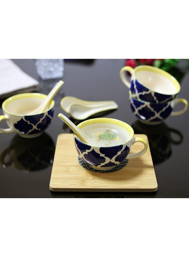 KITTENS Ceramic Soup Bowls with Handles & Spoons | Set of 4 (300ml) | Handcrafted, Handpainted | Microwave & Dishwasher Safe | Lead-Free | Ideal for Soup, Dal, Curry, Kheer, Custard, Gift - Image 2