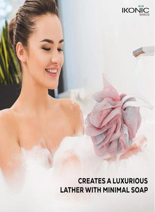 Ikonic Basics Exfoliating Loofah for Bath, Shower, Srubber, Soft,Gently Cleanses & Exfolaites & removes Dead Skin, High Lather creation. All Skin Types for Men & Women - Pink- IKB-001C - Image 4