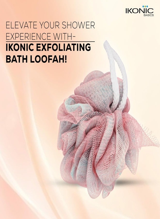 Ikonic Basics Exfoliating Loofah for Bath, Shower, Srubber, Soft,Gently Cleanses & Exfolaites & removes Dead Skin, High Lather creation. All Skin Types for Men & Women - Pink- IKB-001C - Image 2