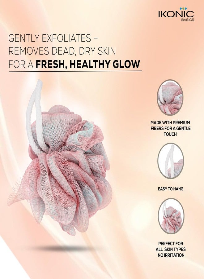 Ikonic Basics Exfoliating Loofah for Bath, Shower, Srubber, Soft,Gently Cleanses & Exfolaites & removes Dead Skin, High Lather creation. All Skin Types for Men & Women - Pink- IKB-001C - Image 3