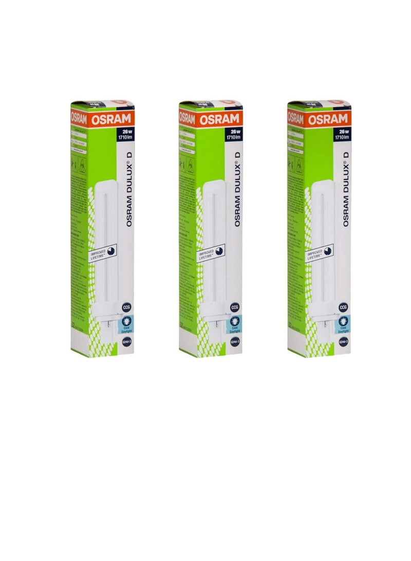 OSRAM Osram Home Decorative High Qualtiy and Durable, 2 Pin DayLight Double Twin Tube CFL Bulb, 26 Watt Energy Saving Bulb, Daylight - (Pack of 3) - Image 3