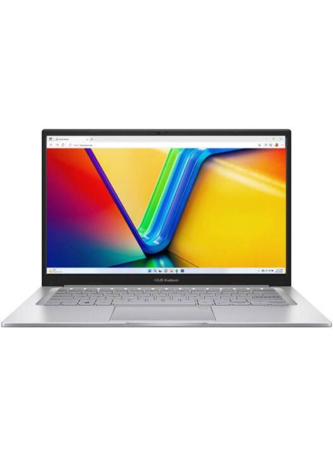 ASUS Vivobook X1404V Laptop, 14" FHD Display, Intel Core 5 120U Processor, 8 GB DDR4 RAM, 512 GB SSD, Intel Graphics, English Uk Keyboard, Windows 11 Home, Cool Silver English COOL SILVER - Image 1