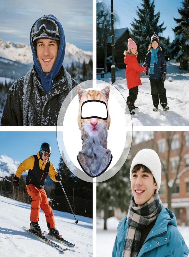 Fecovanti 2 Pcs 3D Cat Ski Balaclava Sheisty Face Mask with Ears, Cute Animal Mask for Music Festivals, Raves Party and Outdoor Activities Yellow - Image 2