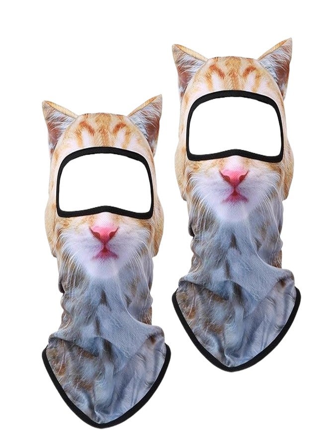 Fecovanti 2 Pcs 3D Cat Ski Balaclava Sheisty Face Mask with Ears, Cute Animal Mask for Music Festivals, Raves Party and Outdoor Activities Yellow - Image 1