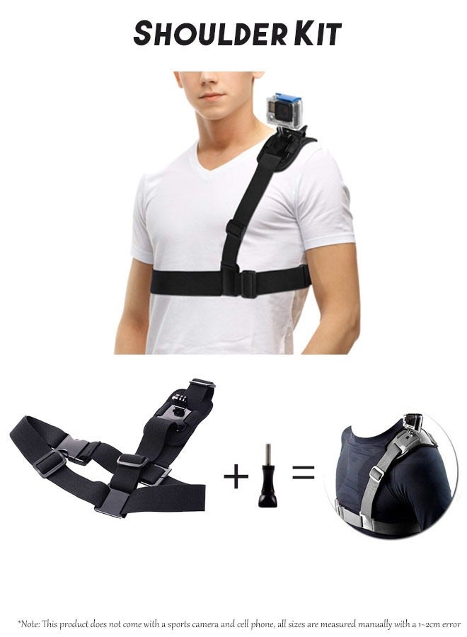 11 Pieces Set Sports Camera Phone Holder, Outdoor Sports First Person Shooting Camera Phone Holder, Headwear, Shoulder Strap, Chest Strap, School Bag Clip Set - Image 4