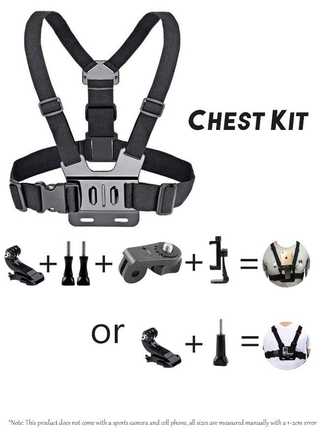 11 Pieces Set Sports Camera Phone Holder, Outdoor Sports First Person Shooting Camera Phone Holder, Headwear, Shoulder Strap, Chest Strap, School Bag Clip Set - Image 3