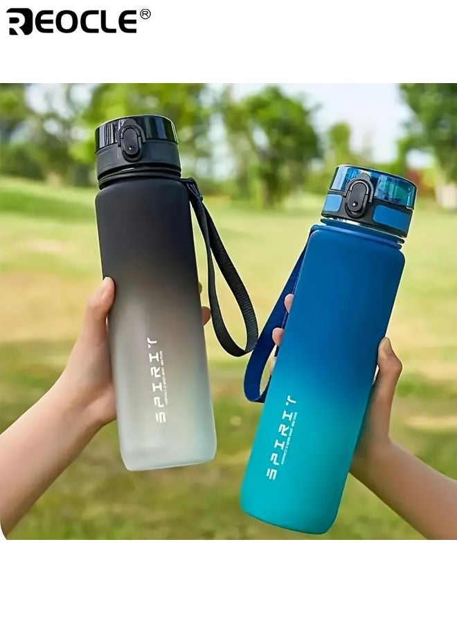 REOCLE 1000ML Gradient Water Bottle Large Capacity Leakproof Bottle Non-Slip Cup Base Durable PC Material Portable for Fitness Travel Outdoor Activities - Image 2