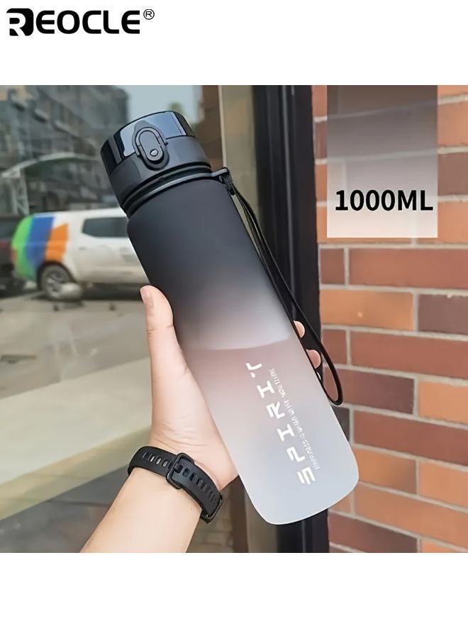 REOCLE 1000ML Gradient Water Bottle Large Capacity Leakproof Bottle Non-Slip Cup Base Durable PC Material Portable for Fitness Travel Outdoor Activities - Image 1