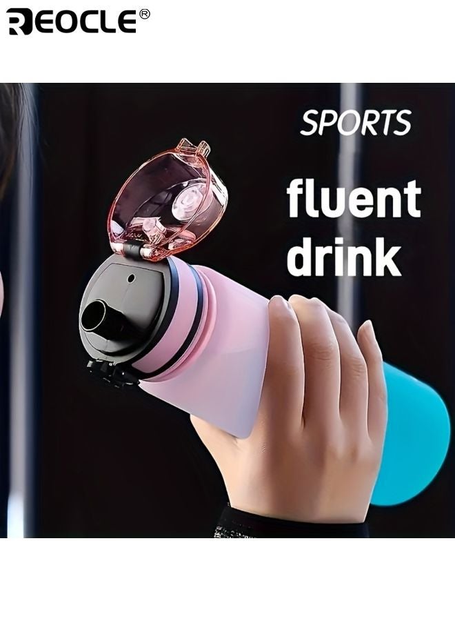 REOCLE 1000ML Gradient Water Bottle Large Capacity Leakproof Bottle Non-Slip Cup Base Durable PC Material Portable for Fitness Travel Outdoor Activities - Image 3