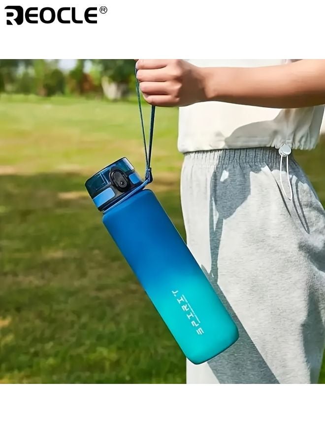 REOCLE 1000ML Gradient Water Bottle Large Capacity Leakproof Bottle Non-Slip Cup Base Durable PC Material Portable for Fitness Travel Outdoor Activities - Image 4