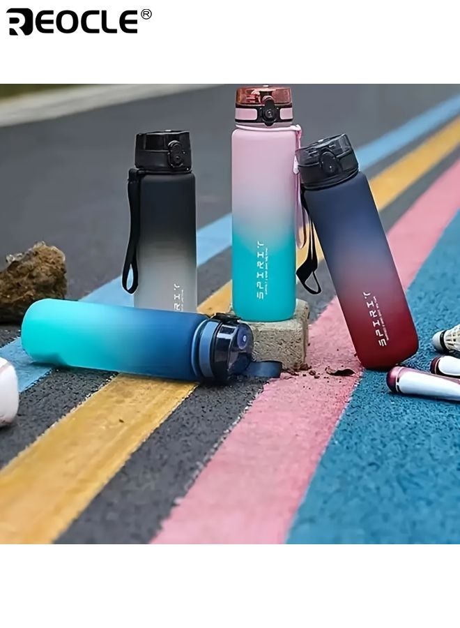 REOCLE 1000ML Gradient Water Bottle Large Capacity Leakproof Bottle Non-Slip Cup Base Durable PC Material Portable for Fitness Travel Outdoor Activities - Image 5