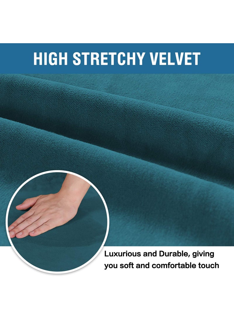 H.VERSAILTEX H.VERSAILTEX Velvet Dining Chair Covers Stretch Chair Covers for Dining Room Set of 4 Parson Chair Slipcovers Chair Protectors Covers Dining  Soft Thick Solid Velvet Fabric Washable  Deep Teal  - Image 3