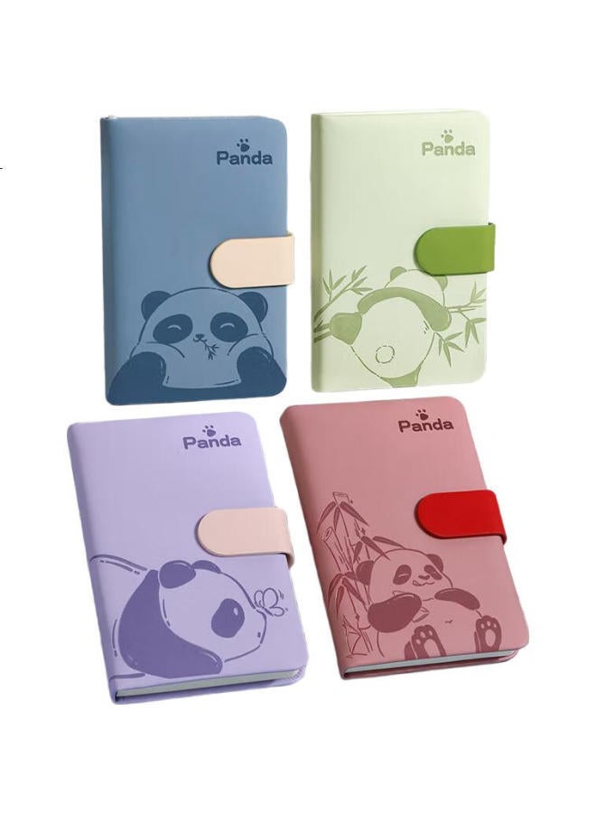 Ujia Panda Mini Notebook Portable Diary Creative Thick Cute Cartoon Stationery Pocket Book Corporate Customizable Horizontal Line Light Purple - Image 1