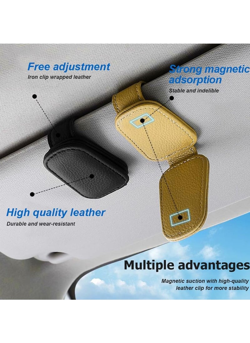 Generic Stylish Car Sunglasses Holder - PU Leather Sun Visor Clip with Magnetic Closure, Eyeglasses Hanger & Ticket Organizer, Universal Auto Interior Accessory (Black)  - Image 5