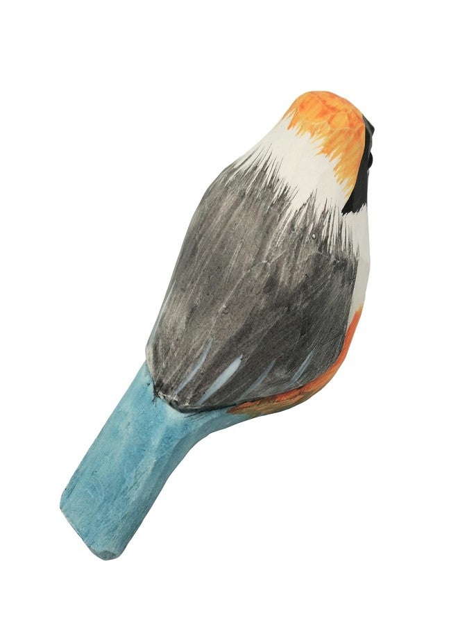 DIYOMR Bird Figurine, Hand Carved Birds Wood Décor, Art Animal Wooden Sculpted Bird with Wood Block, Vivid Bird Statue for Gift Home Table Ornament Decor (Red-Headed Tit) - Image 5