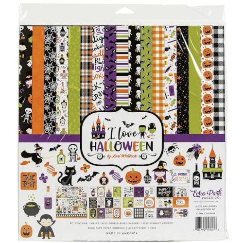 Echo Park Paper Company Love Halloween Collection Kit Orange Black Purple Green 12x12Inch - Image 1