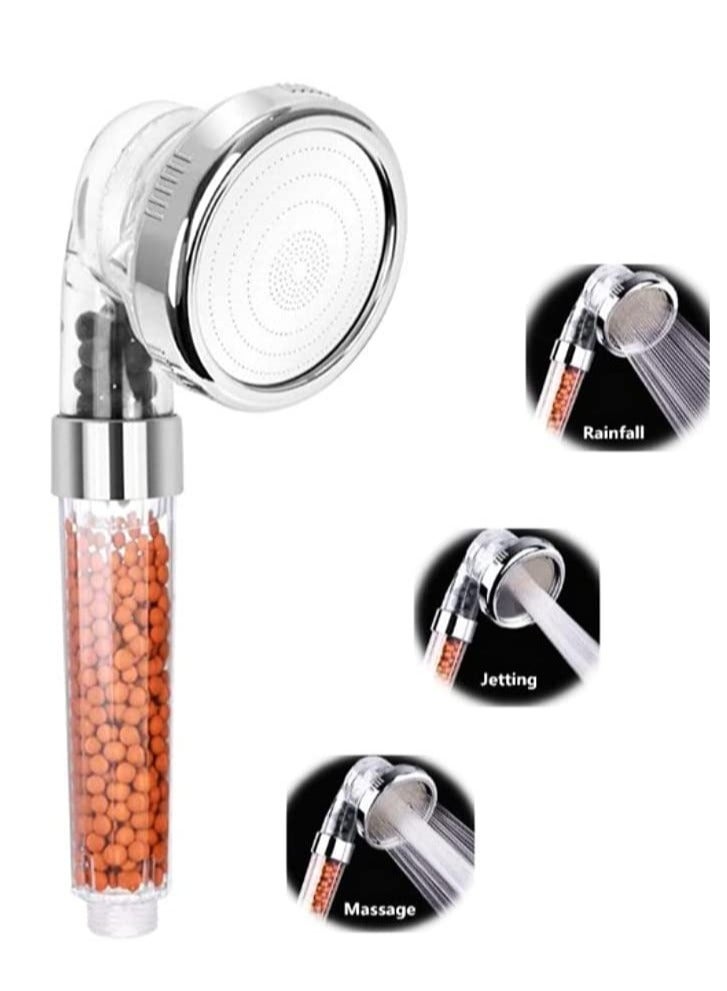 general SPA Shower Head 8cm High Pressure Water Saving 3 Spray Modes Filter Ionic Showerhead Negative Ion Tourmaline Stone Minerals Filtered Handheld Shower head for Dry Skin & Hair Therapy Bath - Image 1