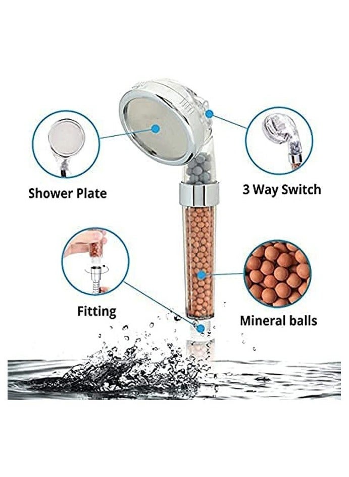 general SPA Shower Head 8cm High Pressure Water Saving 3 Spray Modes Filter Ionic Showerhead Negative Ion Tourmaline Stone Minerals Filtered Handheld Shower head for Dry Skin & Hair Therapy Bath - Image 2