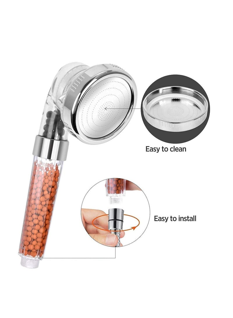general SPA Shower Head 8cm High Pressure Water Saving 3 Spray Modes Filter Ionic Showerhead Negative Ion Tourmaline Stone Minerals Filtered Handheld Shower head for Dry Skin & Hair Therapy Bath - Image 3