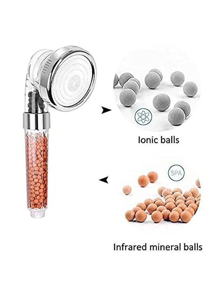general SPA Shower Head 8cm High Pressure Water Saving 3 Spray Modes Filter Ionic Showerhead Negative Ion Tourmaline Stone Minerals Filtered Handheld Shower head for Dry Skin & Hair Therapy Bath - Image 4