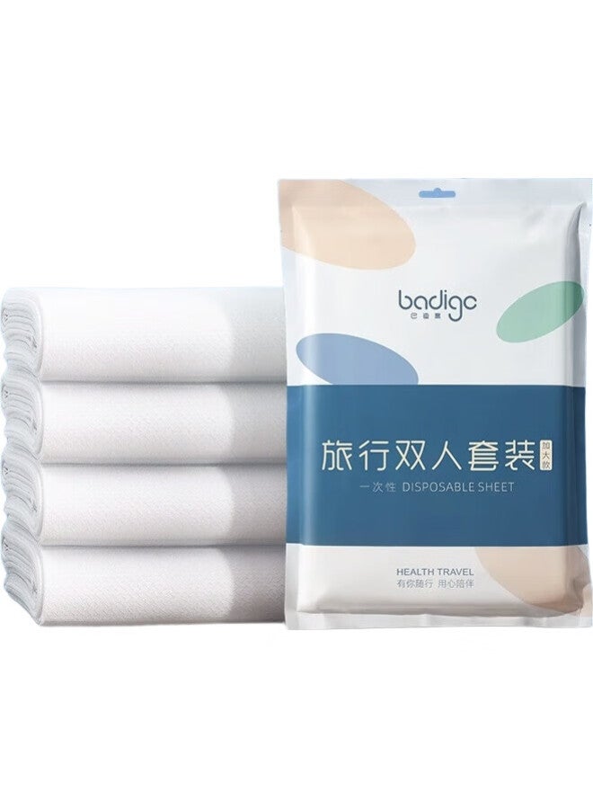 BADIGAO طقم بياضات سرير قابلة للاستخدام لمرة واحدة، طقم بياضات من أربع قطع، غطاء لحاف فندقي، أغطية وسائد، ضروري للسفر، السياحة، ورحلات العمل - Image 1