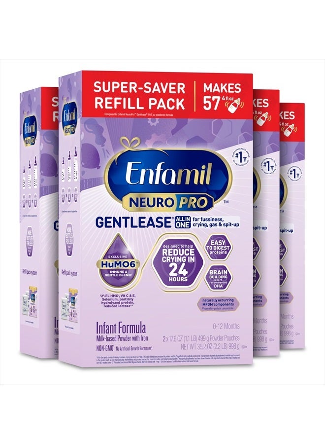 Enfamil NeuroPro Gentlease Baby Formula, Brain Building DHA, HuMO6 Immune Blend, Designed to Reduce Fussiness, Crying, Gas & Spit-up in 24 Hrs, Infant Formula Powder, Baby Milk, 35.2 Oz (Pack of 4) - Image 1