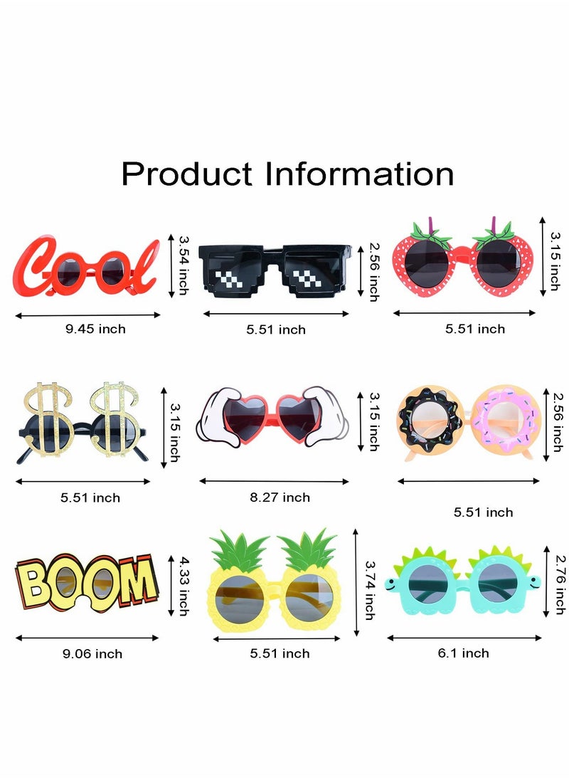 KASTWAVE - Party Sunglasses, 9 Pairs Funny Hawaiian Glasses, Summer Party Supplies, Kids Party Gifts, Fancy Photo Props for Adults - Image 1