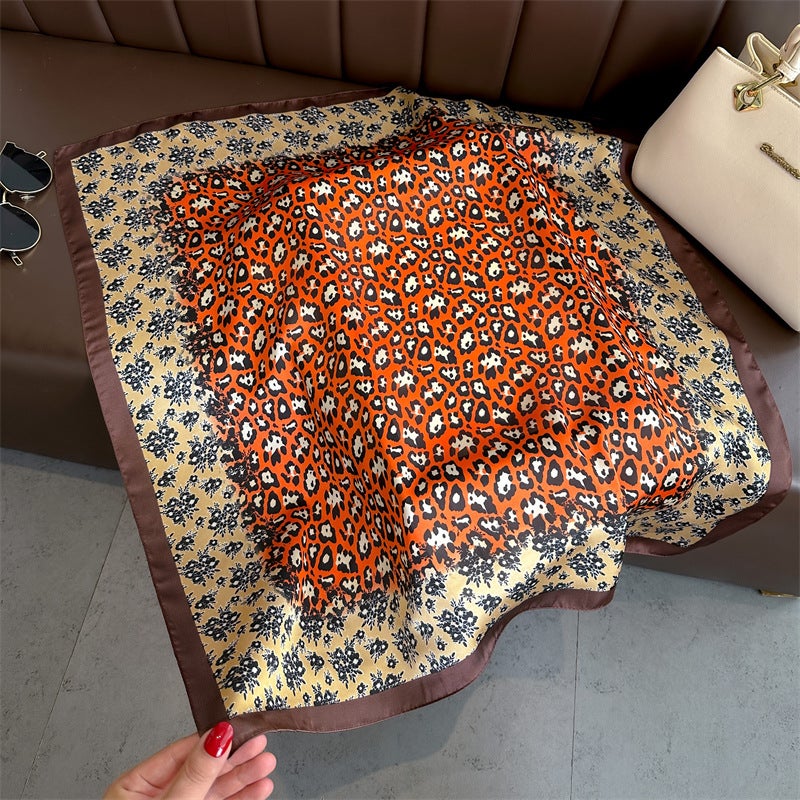 Spring and Summer Cartoon Cute Silk Scarf Small Square Silk 70cm Scarf Women's Korean Style Cat Hair Belt Decorative Headscarf  - Image 1