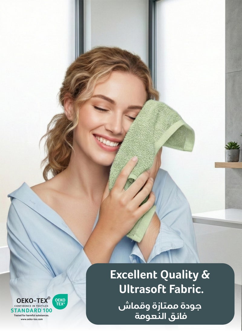 كوتون هوم Cotton Home Premium Cotton Towel 30x30cm Face Towel 600 GSM Quick Dry Highly Absorbent Thick Bathroom SoftTowels for Bath And Spa Lightweight, Quick Dry and Durable Mint Green - Image 3