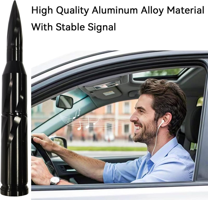 Seprochoo Car Truck Bullet Antenna 50 Cal Bullet Antenna Truck Accessories Universal Replacement for GMC Sierra 1500 Chevy Dodge Ram Silverado 1500 2500 3500 Ford F150 F250 F350 Spiral Pattern (Black, 7.8inch) Gulf climate upgraded quality - Image 4