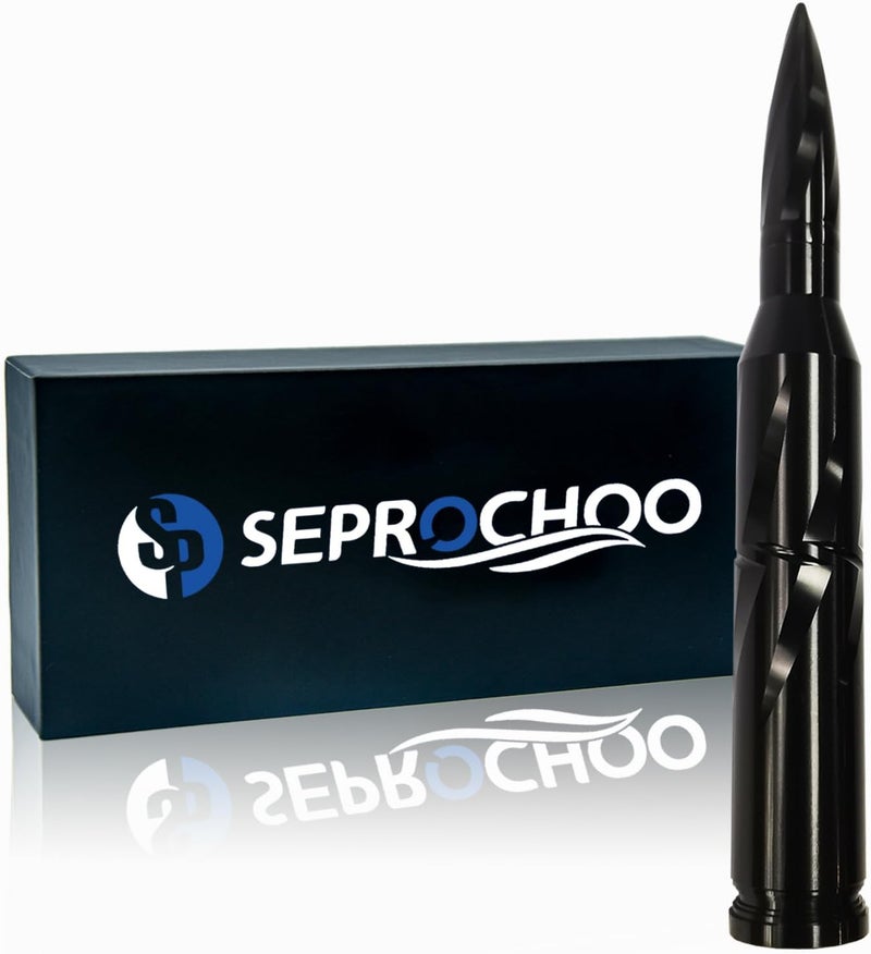 Seprochoo Car Truck Bullet Antenna 50 Cal Bullet Antenna Truck Accessories Universal Replacement for GMC Sierra 1500 Chevy Dodge Ram Silverado 1500 2500 3500 Ford F150 F250 F350 Spiral Pattern (Black, 7.8inch) Gulf climate upgraded quality - Image 5