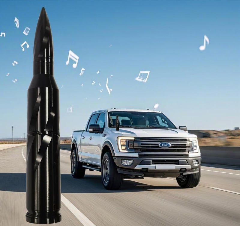 Seprochoo Car Truck Bullet Antenna 50 Cal Bullet Antenna Truck Accessories Universal Replacement for GMC Sierra 1500 Chevy Dodge Ram Silverado 1500 2500 3500 Ford F150 F250 F350 Spiral Pattern (Black, 7.8inch) Gulf climate upgraded quality - Image 1