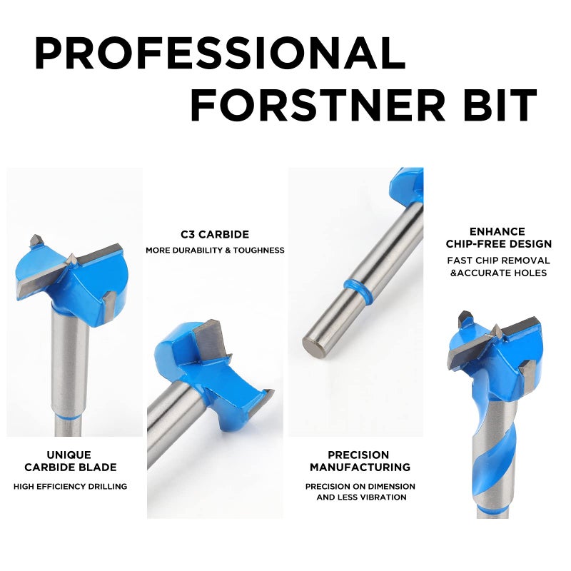 KOWOOD Forstner Bit Set, Wood Drilling, W/Carbide Tipped 8 Plus Piece Set By Kowood - Image 3
